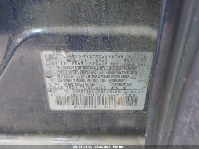 2019 NISSAN SENTRA VIN: 3N1AB7AP5KY457644