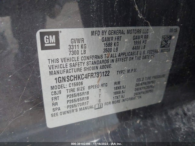 Chevrolet Suburban Ls 2015 1GNSCHKC4FR733122 Image 9