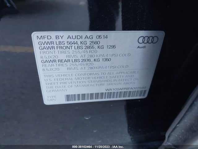Audi Sq5 3.0t Premium Plus 2015 WA1CGAFP8FA002594 Image 9