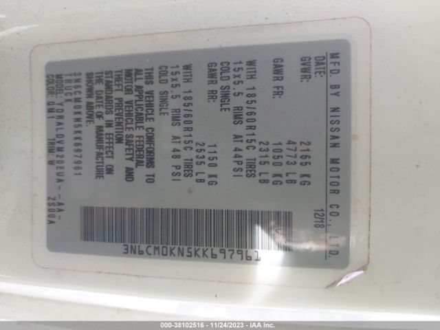 3N6CM0KN5KK697961 Nissan Nv200 S