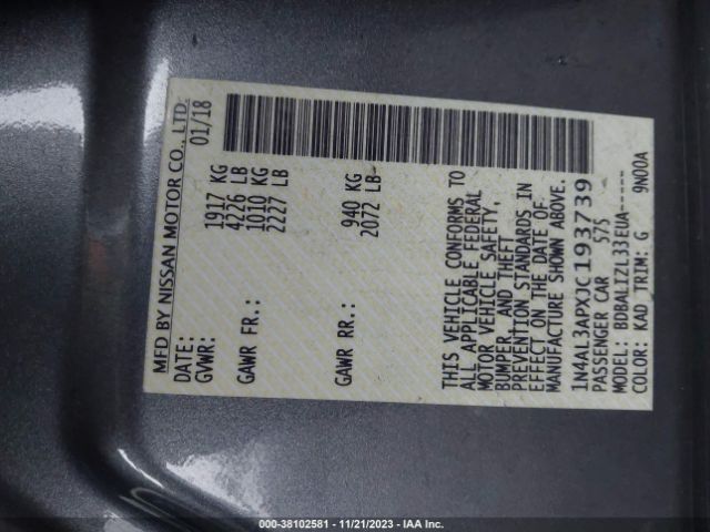 1N4AL3APXJC193739 Nissan Altima 2.5 Sv