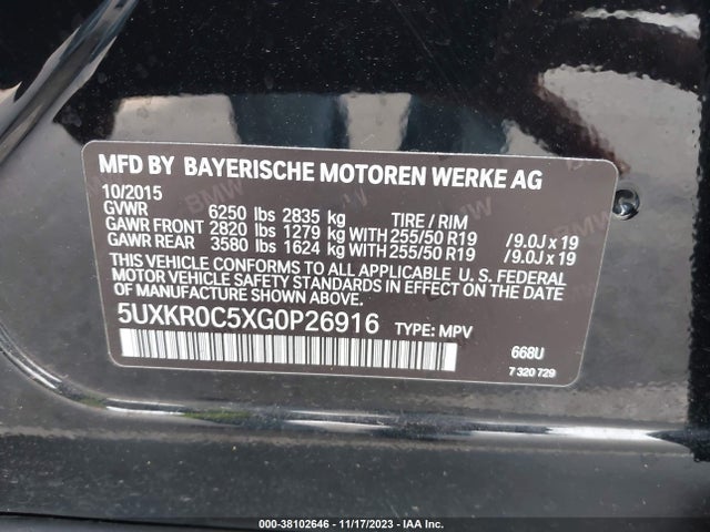 BMW X5 Xdrive35i 2016 5UXKR0C5XG0P26916 Image 9