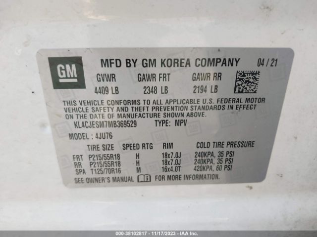 KL4CJESM7MB369529 Buick Encore Awd Preferred