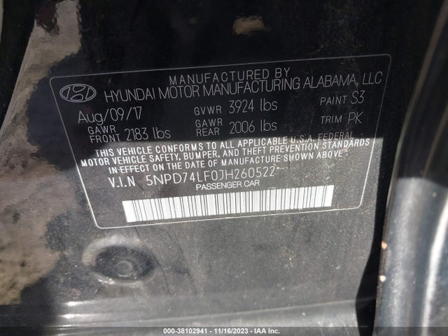 Hyundai ELANTRA SE 2018 5NPD74LF0JH260522 Image 9