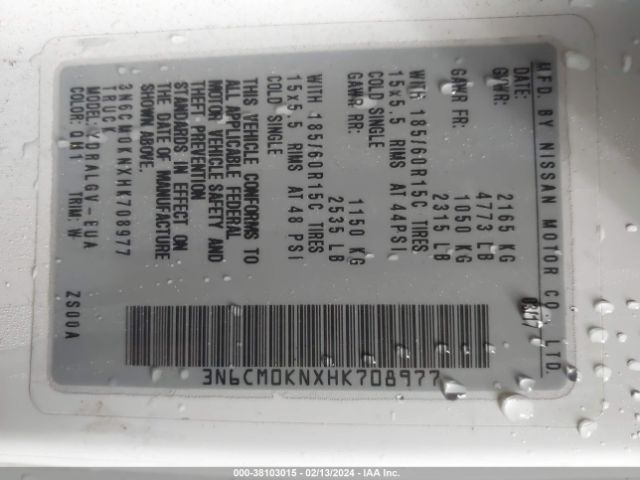 3N6CM0KNXHK708977 Nissan NV200 SV