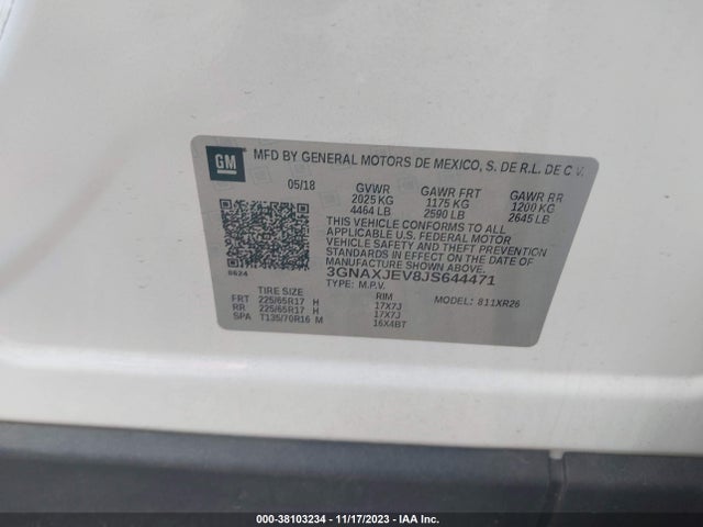 Chevrolet EQUINOX LT 2018 3GNAXJEV8JS644471 Image 9