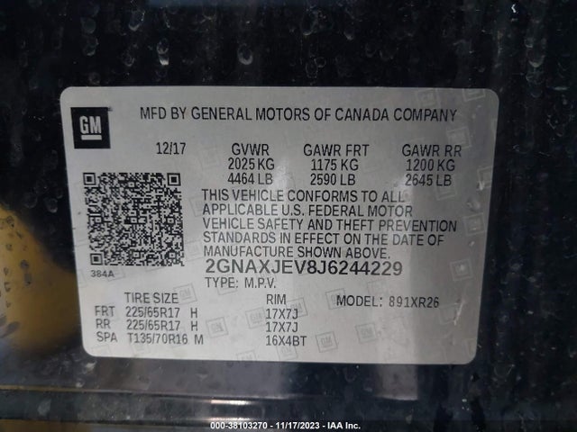 Chevrolet EQUINOX LT 2018 2GNAXJEV8J6244229 Image 9