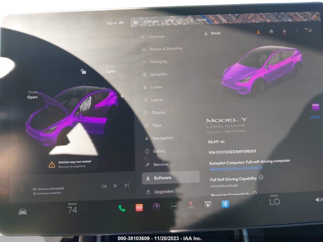 2021 TESLA MODEL Y LONG RANGE DUAL MOTOR ALL-WHEEL DRIVE VIN: 5YJYGDEE1MF098201