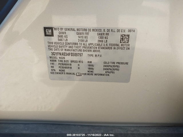 3GYFNAE34FS509797 Cadillac Srx Standard