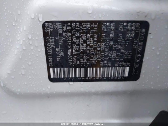 2021 NISSAN ROGUE VIN: JN8BT3CB7MW450119