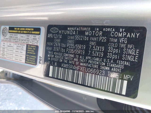 Hyundai Santa Fe Limited 2014 KM8SR4HFXEU066923 Image 9