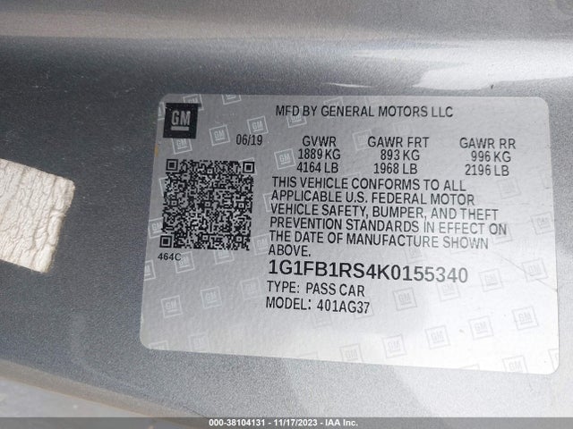 Chevrolet Camaro 1lt 2019 1G1FB1RS4K0155340 Image 9