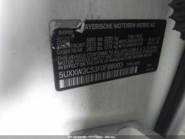 5UXXW3C53F0F88993 BMW X4 Xdrive28i