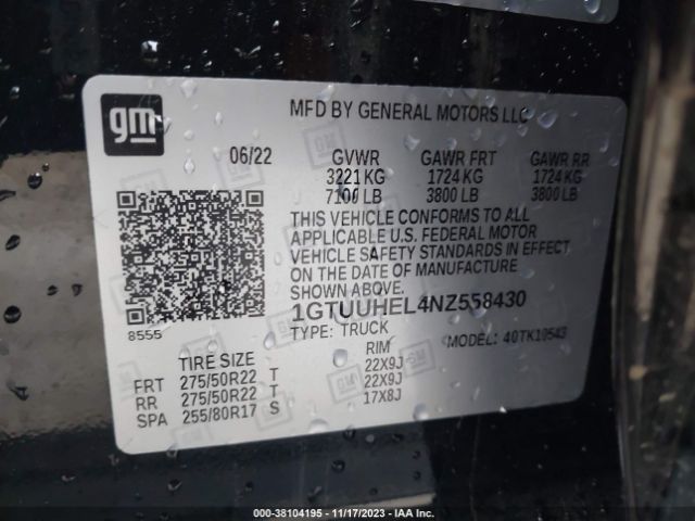 1GTUUHEL4NZ558430 GMC Sierra 1500 4wd  Short Box Denali Ultimate