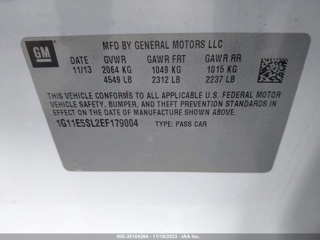 Chevrolet MALIBU 2LT 2014 1G11E5SL2EF179004 Image 9