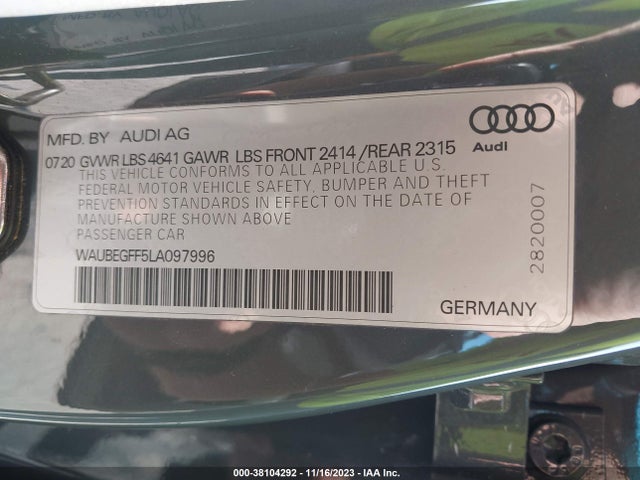 Audi A3 Premium 45 Tfsi S Line 2020 WAUBEGFF5LA097996 Image 9