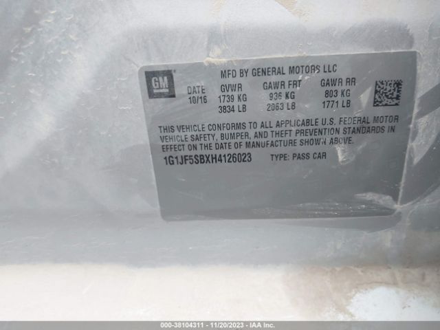 1G1JF5SBXH4126023 Chevrolet Sonic Premier