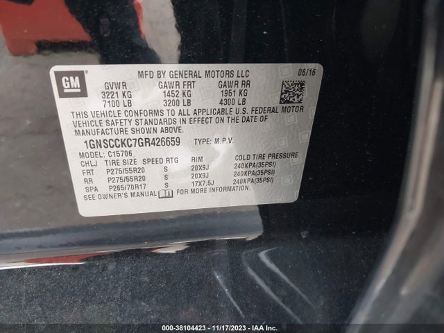 Chevrolet Tahoe Ltz 2016 1GNSCCKC7GR426659 Image 9