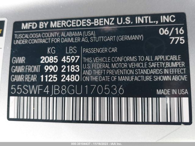 55SWF4JB8GU170536 Mercedes-Benz C 300 Sport/luxury/