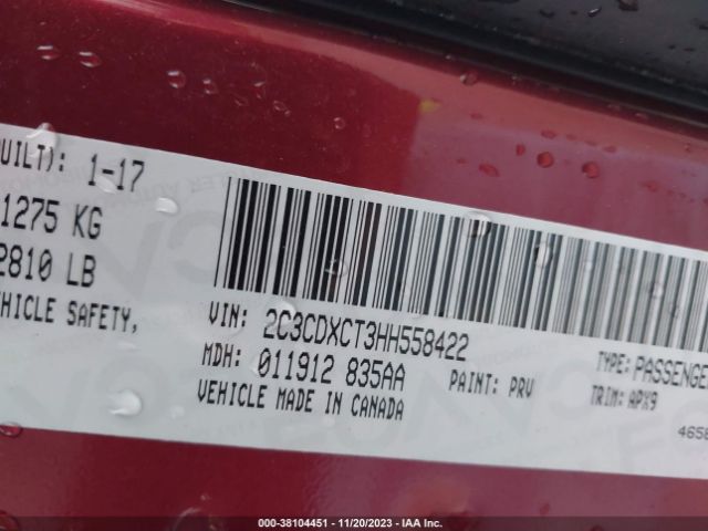 2C3CDXCT3HH558422 Dodge Charger R/t Rwd
