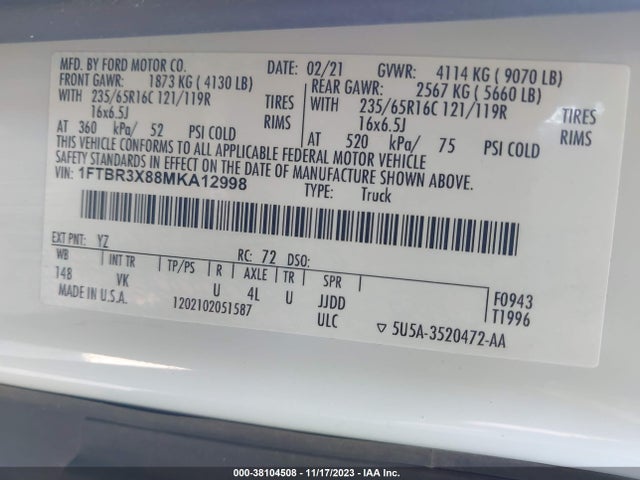 Ford Transit-250 Cargo Van 2021 1FTBR3X88MKA12998 Image 9