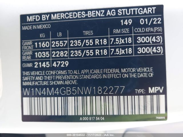 2022 MERCEDES-BENZ GLB 250 W1N4M4GB5NW182277 Photo 8