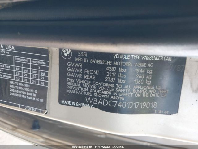 1988 BMW 535 WBADC7401J1719018 Photo 8