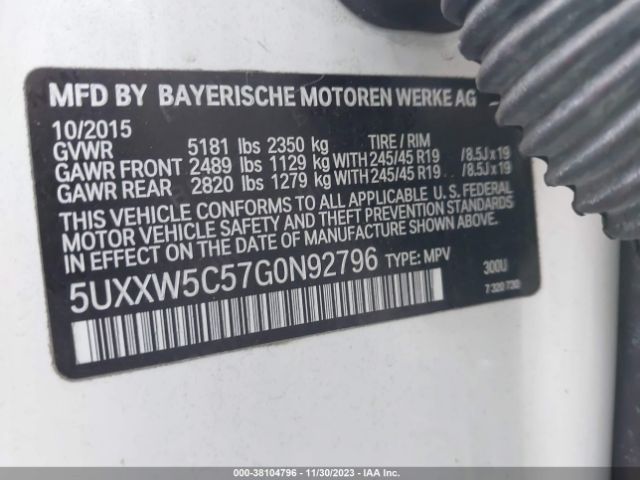 5UXXW5C57G0N92796 BMW X4 Xdrive35i