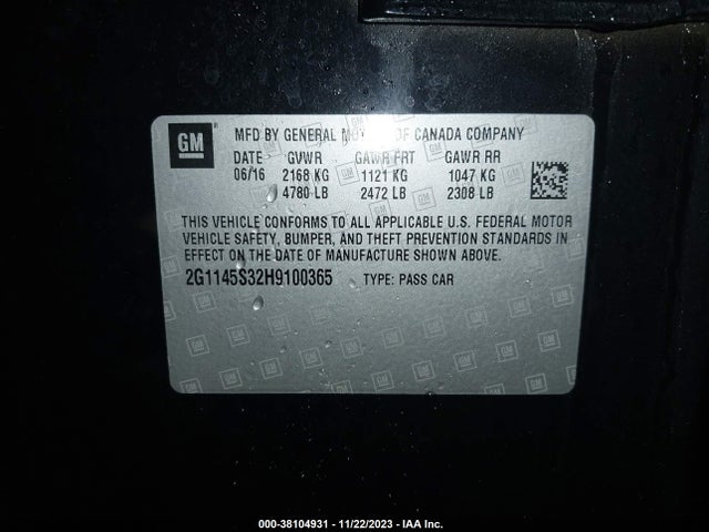 Chevrolet IMPALA 2LZ 2017 2G1145S32H9100365 Image 9