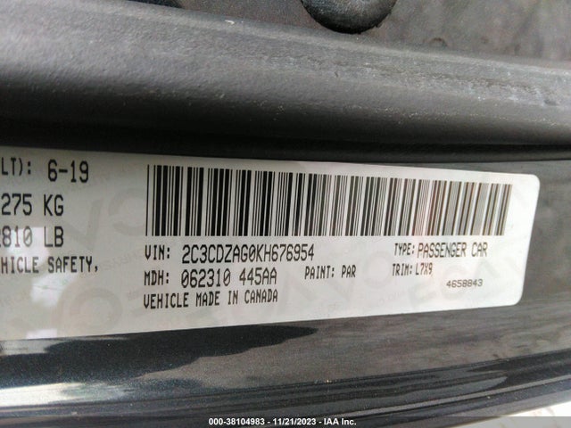 Dodge Challenger Sxt 2019 2C3CDZAG0KH676954 Image 9