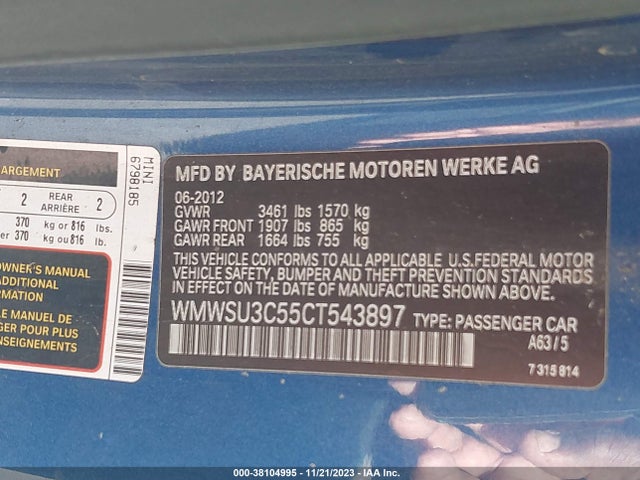 2012 MINI COOPER WMWSU3C55CT543897 Photo 8
