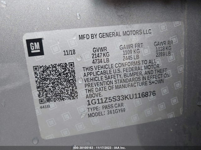 Chevrolet IMPALA LT 2019 1G11Z5S33KU116876 Image 9