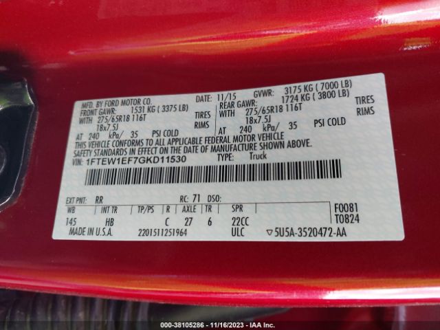 2016 FORD F-150 1FTEW1EF7GKD11530 Photo 8