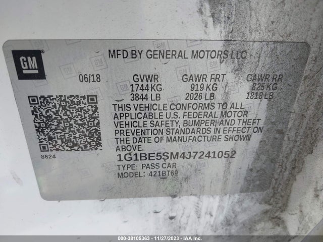 Chevrolet Cruze Lt Auto 2018 1G1BE5SM4J7241052 Image 9
