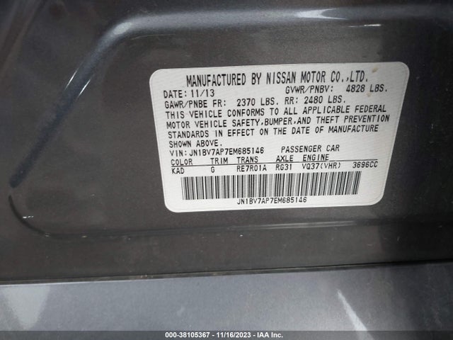 2014 INFINITI Q50 PREMIUM VIN: JN1BV7AP7EM685146