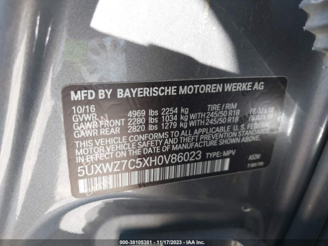5UXWZ7C5XH0V86023 BMW X3 Sdrive28i