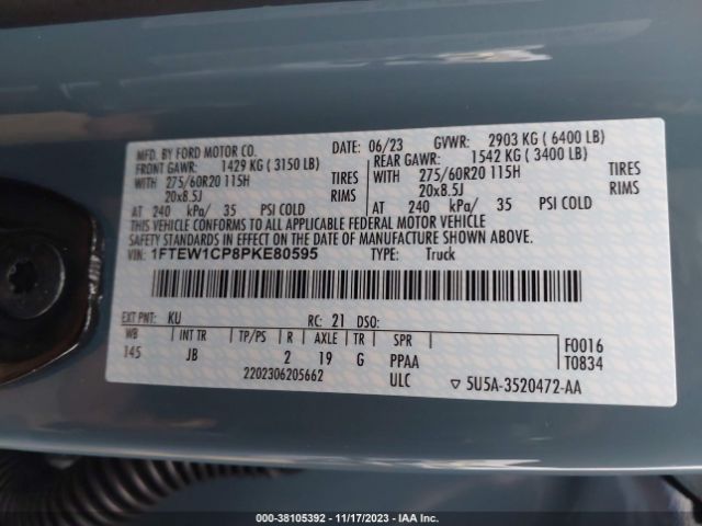 1FTEW1CP8PKE80595 Ford F-150 Xl