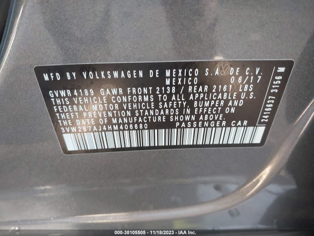 3VW2B7AJ4HM406680 Volkswagen Jetta 1.4t S