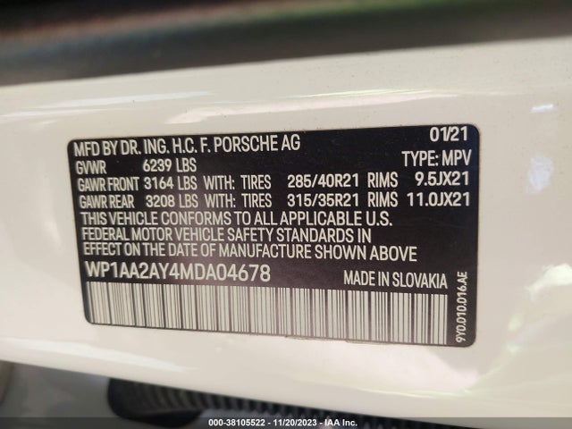 2021 PORSCHE CAYENNE WP1AA2AY4MDA04678 Photo 8