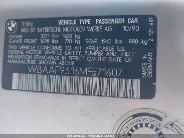 1991 BMW 318 WBAAF9316MEE71607 Photo 8