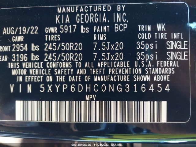 KIA Telluride S 2022 5XYP6DHC0NG316454 Image 9