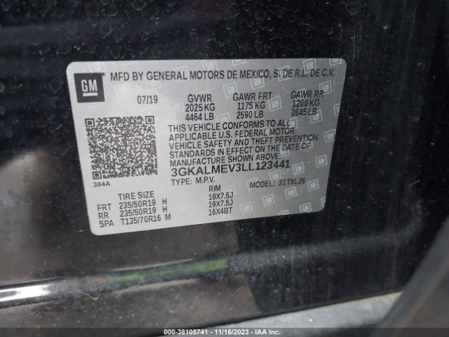 3GKALMEV3LL123441 GMC Terrain Fwd Sle