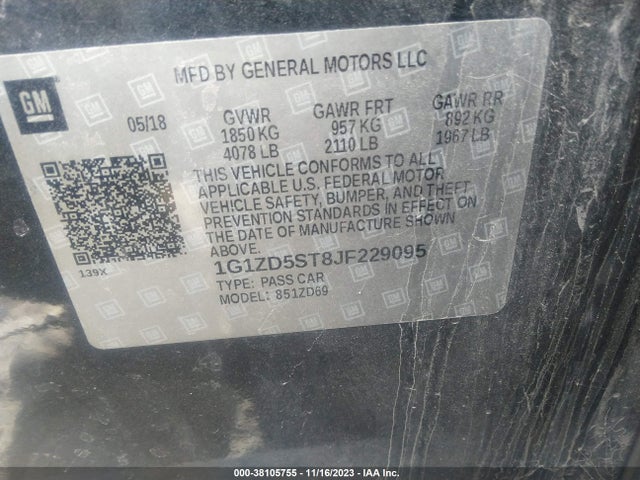 Chevrolet MALIBU LT 2018 1G1ZD5ST8JF229095 Image 9