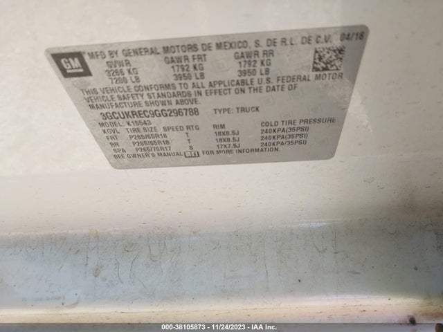 Chevrolet Silverado 1500 2lt 2016 3GCUKREC9GG296788 Image 9