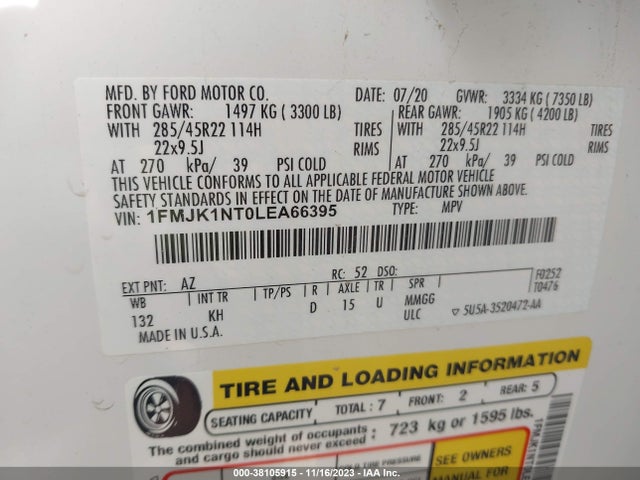 Ford Expedition Max King Ranch 2020 1FMJK1NT0LEA66395 Image 9