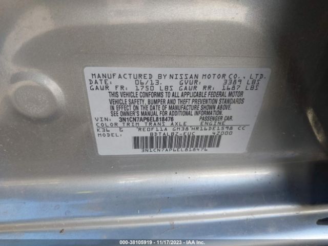 3N1CN7AP6EL818476 Nissan Versa 1.6 Sv