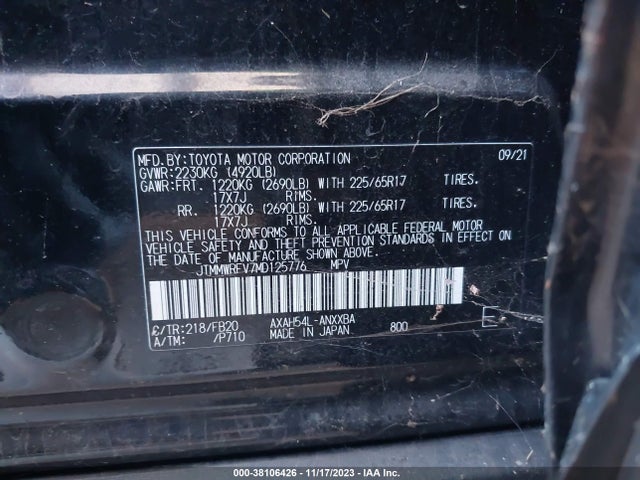 2021 TOYOTA RAV4 LE HYBRID VIN: JTMMWRFV7MD125776