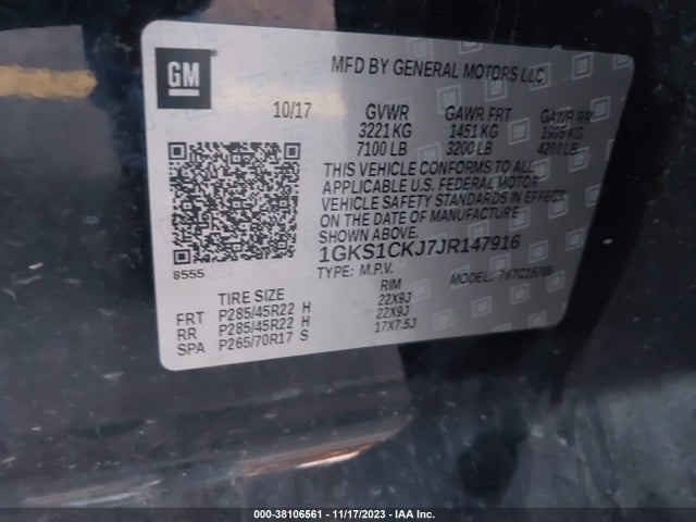 GMC YUKON DENALI 2018 1GKS1CKJ7JR147916 Image 9