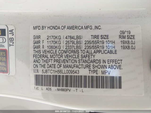 5J8TC1H56LL009543 Acura Rdx Technology Package