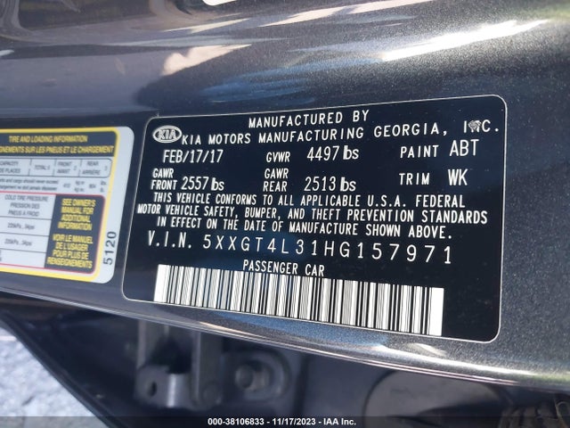 KIA Optima Lx 2017 5XXGT4L31HG157971 Image 9